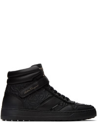 schwarze hohe Sneakers aus Leder von Ferragamo