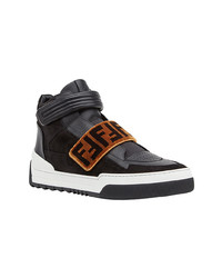 schwarze hohe Sneakers aus Leder von Fendi