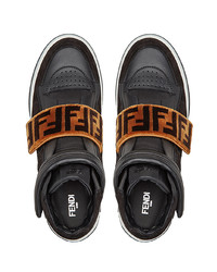 schwarze hohe Sneakers aus Leder von Fendi