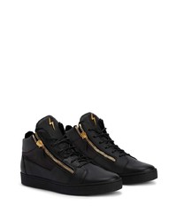 schwarze hohe Sneakers aus Leder von Giuseppe Zanotti