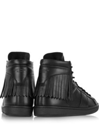 schwarze hohe Sneakers aus Leder von Saint Laurent