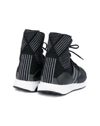 schwarze hohe Sneakers aus Leder von Y3 Sport