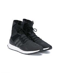 schwarze hohe Sneakers aus Leder von Y3 Sport