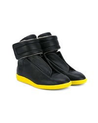 schwarze hohe Sneakers aus Leder von Maison Margiela