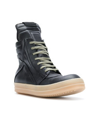 schwarze hohe Sneakers aus Leder von Rick Owens