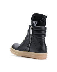 schwarze hohe Sneakers aus Leder von Rick Owens