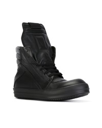 schwarze hohe Sneakers aus Leder von Rick Owens