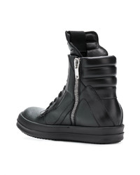 schwarze hohe Sneakers aus Leder von Rick Owens