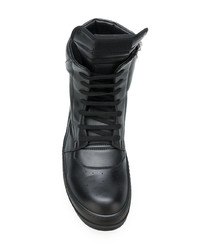 schwarze hohe Sneakers aus Leder von Rick Owens