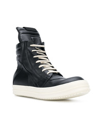 schwarze hohe Sneakers aus Leder von Rick Owens