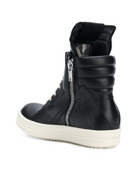 schwarze hohe Sneakers aus Leder von Rick Owens