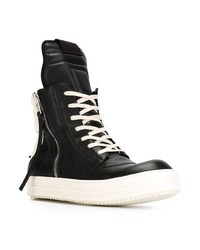 schwarze hohe Sneakers aus Leder von Rick Owens