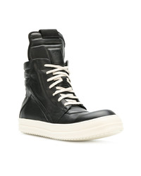 schwarze hohe Sneakers aus Leder von Rick Owens