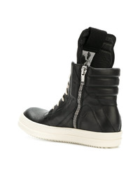 schwarze hohe Sneakers aus Leder von Rick Owens