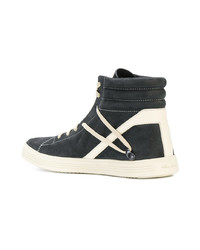 schwarze hohe Sneakers aus Leder von Rick Owens