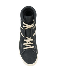 schwarze hohe Sneakers aus Leder von Rick Owens