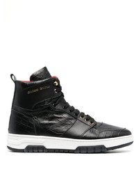 schwarze hohe Sneakers aus Leder von Giuliano Galiano