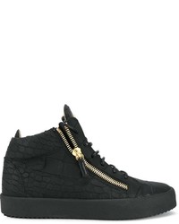 schwarze hohe Sneakers aus Leder von Giuseppe Zanotti Design