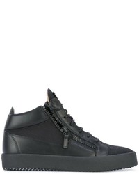 schwarze hohe Sneakers aus Leder von Giuseppe Zanotti Design