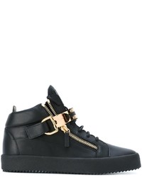 schwarze hohe Sneakers aus Leder von Giuseppe Zanotti Design