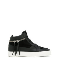 schwarze hohe Sneakers aus Leder von Giuseppe Zanotti Design