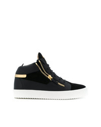 schwarze hohe Sneakers aus Leder von Giuseppe Zanotti Design