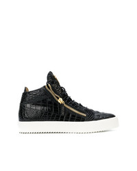 schwarze hohe Sneakers aus Leder von Giuseppe Zanotti Design