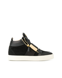 schwarze hohe Sneakers aus Leder von Giuseppe Zanotti Design