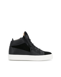 schwarze hohe Sneakers aus Leder von Giuseppe Zanotti Design