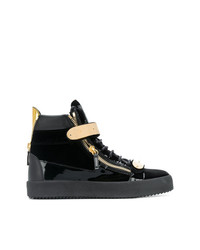 schwarze hohe Sneakers aus Leder von Giuseppe Zanotti Design
