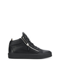 schwarze hohe Sneakers aus Leder von Giuseppe Zanotti Design