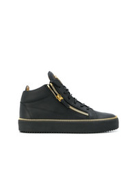 schwarze hohe Sneakers aus Leder von Giuseppe Zanotti Design