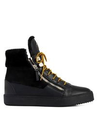 schwarze hohe Sneakers aus Leder von Giuseppe Zanotti