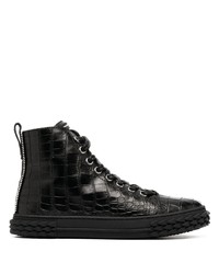 schwarze hohe Sneakers aus Leder von Giuseppe Zanotti