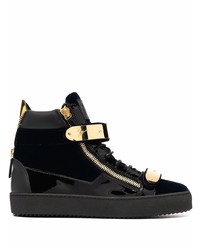 schwarze hohe Sneakers aus Leder von Giuseppe Zanotti