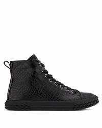 schwarze hohe Sneakers aus Leder von Giuseppe Zanotti