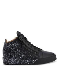 schwarze hohe Sneakers aus Leder von Giuseppe Zanotti