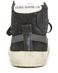 schwarze hohe Sneakers aus Leder von Golden Goose Deluxe Brand