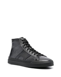 schwarze hohe Sneakers aus Leder von Santoni