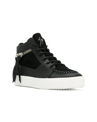 schwarze hohe Sneakers aus Leder von Giuseppe Zanotti Design