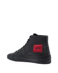 schwarze hohe Sneakers aus Leder von BOSS