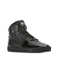 schwarze hohe Sneakers aus Leder von Versace