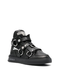 schwarze hohe Sneakers aus Leder von Roberto Cavalli