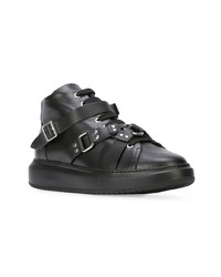 schwarze hohe Sneakers aus Leder von Moschino