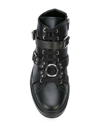 schwarze hohe Sneakers aus Leder von Moschino