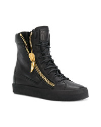 schwarze hohe Sneakers aus Leder von Giuseppe Zanotti Design