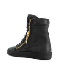 schwarze hohe Sneakers aus Leder von Giuseppe Zanotti Design