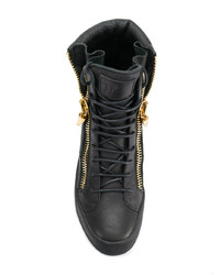 schwarze hohe Sneakers aus Leder von Giuseppe Zanotti Design