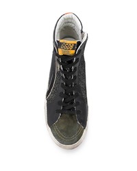 schwarze hohe Sneakers aus Leder von Golden Goose