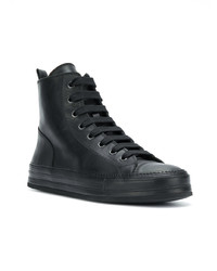 schwarze hohe Sneakers aus Leder von Ann Demeulemeester Blanche